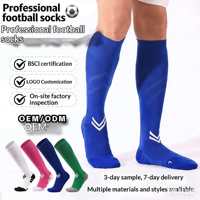 Chaussettes de football professionnelles personnalisées pour jeunes hommes, antidérapantes, montantes, respirantes, avec doublure épaisse en tissu éponge, collection Printemps, conception ODM, manchette 3D