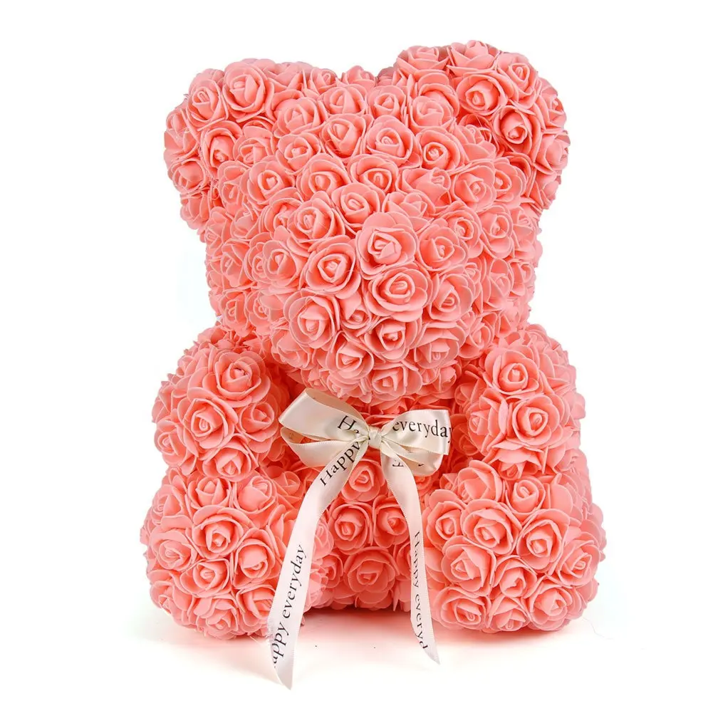 Made in China Bulk Decor Künstlicher Eternel PE-Schaum intern 25CM 40CM Rose Blumen herz Teddybären Geschenk mit Box