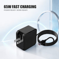 Chargeur GaN 65W, charge rapide PD, adaptateur secteur USB-C, protection OTP, câble ignifuge PC 1,5 m, prise fixe UK, ordinateur portable, téléphone, tablette