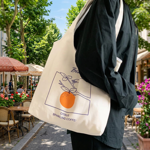 Bolsas de compras promocionales de primera calidad al por mayor, bolsa de lona de algodón 100% con diseño impreso personalizado y Asa natural - Product Image 1