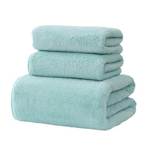 Coral Fleece <b>Bath</b> <b>Towels</b> <b>Set</b> Gray Solid Color Rectangle Quick Dry Absorbent Home Use 100D Material - Product Image 5