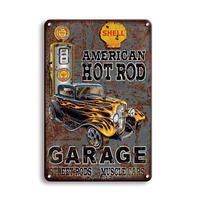 Cartel de hojalata de metal esmaltado al por mayor, decoración de pared de garaje Vintage para hombre, cueva, sala de estar, hogar, placa de hojalata, coches Retro, cartel de metal