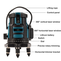Niveau laser auto-nivelant de qualité industrielle et bricolage, 2, 3, 5 lignes, 6 points, IP54 étanche, faisceau laser vert 532 nm