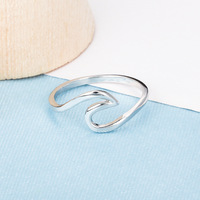 Anneaux de vague de mer, bijoux de doigt de surf océanique, anneau de surf en argent sterling 925 pour femmes, cadeau pour surfeur