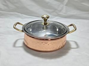 Cacerola india de acero inoxidable duradero con efecto martillado, interior antiadherente, asa de acero inoxidable y tapa de vidrio para alimentos y sopas. Nueva. - Product Image 3