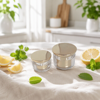 Pot cosmétique en acrylique à double paroi 15g 30g 50g, pot vide pour échantillons de soins de la peau, couvercle à vis doré, logo personnalisé, vente en gros