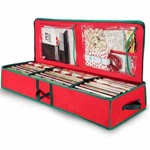 Premium <b>Christmas</b> Wrap Organizer Interior Pockets Fits 18 to 24 Standers <b>Rolls</b> <b>Wrapping</b> <b>Paper</b> Storage Bag - Product Image 1