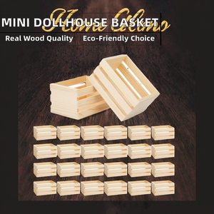 ตะกร้าเก็บของจิ๋วสำหรับบ้านตุ๊กตา ทำจากไม้เนื้อแข็งขัดเงา รูปทรงสี่เหลี่ยมผืนผ้า แบบยั่งยืน ใช้เป็นตะกร้าใส่นมหรือผลไม้ สำหรับบ้านตุ๊กตา - Product Image 2