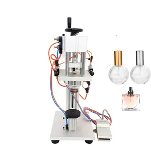Máquina selladora de botellas de Perfume neumática de fábrica, selladora de botellas de aluminio y plástico