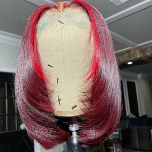 Mật Độ 180% 99j Màu Đỏ Đậm Với Cherry Red Bob Màu Thẳng Bob Tóc Giả 13X4 Lớn Ren Phía Trước Tóc Giả Tóc Con Người Cho Phụ Nữ Da Đen - Product Image 3