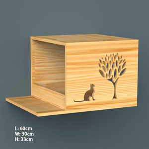 Wandmontierte Katzenkletterleiter aus Holz, Treppe, Sprungplattform, Rahmen, Katzenregalbrett, DIY Haustiermöbel, Katzenbaum, Dreifachwand - Product Image 5