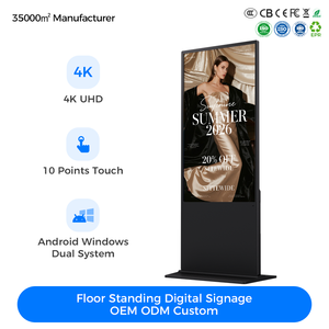 ป้ายดิจิทัลแบบตั้งพื้นขนาด 75 นิ้ว 4K UHD พร้อมระบบสัมผัส 10 จุด ระบบปฏิบัติการคู่ Android Windows สำหรับการโฆษณาในร้านค้าปลีก - Product Image 1