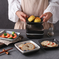 Assiettes carrées en céramique japonaise pour restaurants, différentes couleurs, forme carrée, vaisselle en grès pour sushis