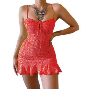 Camisola floral pequeña para el hogar informal y sexy para mujer Falda cómoda de verano - Product Image 5