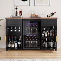 Lemari Bufet Modern Bergaya Fluted Besar dengan Meja Bar Kopi dan Penyimpanan Wine