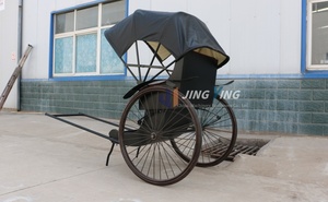 Carrozza di Lusso in Miniatura Trainata da Cavalli, Nera, Stile Antico, Tipo Rickshaw Jinrikisha, Trasporto Speciale, Direttamente dalla Fabbrica - Product Image 3