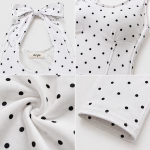 Anjie Custom Logo OEM ODM Private Label Bespoke OEKO TEX BSCI Polka Dot Halter Bow Backless Capri <strong>Jumpsuit</strong> Women Manufacturer - Product Image 2