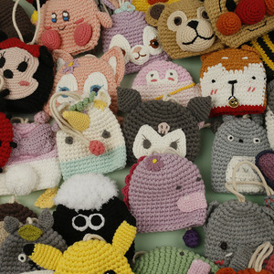 Porte-clés en <span class=keywords><strong>crochet</strong></span> respirant fait main par Zhijiang, étui à clés en tricot de laine pour femme, motif dessin animé, protège-clés ouvert - Product Image 1