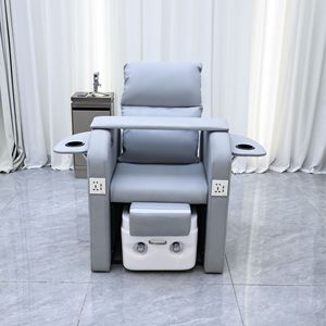 Fauteuil de pédicure électrique gris inclinable pour salon de manucure et spa avec porte-gobelet pour bain de pieds - Product Image 2