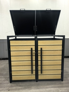 Nguồn Nhà Sản Xuất Thùng Rác Hộp 2 Thùng Thép Mạ Kẽm Bánh Xe <span class=keywords><strong>Bin</strong></span> Bìa - Product Image 5