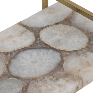 Vassoio rettangolare in marmo con manico in metallo per centrotavola decorativo per la casa - Product Image 5