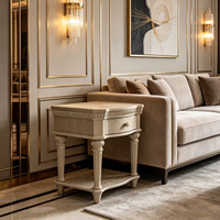 Table de Chevet Vintage en Bois de Luxe, Table d'Appoint Traditionnelle pour Villas, Salons et Chambres à Coucher