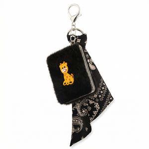 Cute Giraffe Embroidery Plush Compact <b>Mirror</b> with Keychain Bandana Scarf Charm Furry Purse Pendant Accessories Bulk - Product Image 2