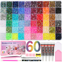 Kit de strass en cristal AB personnalisé de 60 couleurs, ensemble de strass éblouissants avec colle B-7000 et outils pour les loisirs créatifs