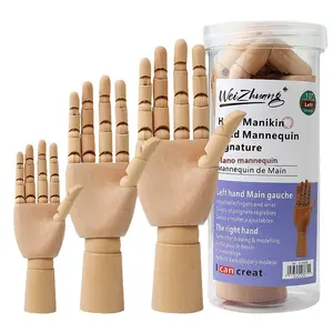Cubo transparente de madera para <span class=keywords><strong>hombre</strong></span> y mano de madera, articulación Flexible, adornos de Maniquí de madera, bocetos de cuerpo humano, muñecas de estilo cómico - Product Image 2