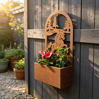 Fournitures de jardin : Jardinière murale en métal rouillé en forme de cheval, pour décoration extérieure de maison et balcon, collection Printemps Festif