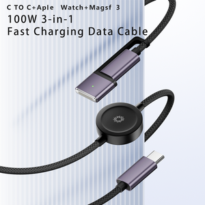 Cable de Carga Rápida 3 en 1 PD de 100W, Cable de Datos con Trenzado de Nailon, Cable Magnético de Tipo C a Tipo C para Relojes Serie IP16/17 <span class=keywords><strong>Mac</strong></span>, 480Mbps - Product Image 1