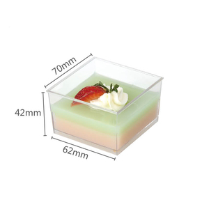 Food grade BPA libero 140ml piazza torta mousse di plastica da dessert scatola con coperchio - Product Image 2