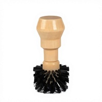 Brosse de nettoyage en plastique avec manche en bois massif pour portefiltre et panier à café, pour balayer les résidus de poudre de café