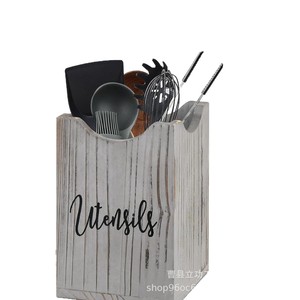 Caja de Almacenamiento de Escritorio de Madera Maciza, Negra, Rectangular, Organizador de Utensilios de Cocina, Tipo Vertical, Multifuncional - Product Image 2