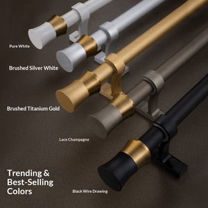 Tringles à rideaux ZSTARR personnalisées, nouveau style, à fixation au plafond, double ou simple, en alliage d'aluminium épaissi à texture brossée pour fenêtre - Product Image 3