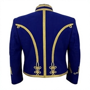 Veste d'extérieur formelle pour homme, bleue, col montant, style hussard, avec broderie dorée, double boutonnage - Product Image 2