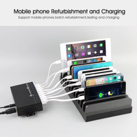 A-103 Din Mount UK Plug Full Metal Usb Hub 3.0 10 Port 5Gbps Kecepatan Tinggi 60W Catu Daya untuk Ponsel