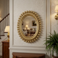 Miroir mural métallique doré brillant pour intérieur, décoration de luxe pour la maison, 33.66*2.54*43.82CM