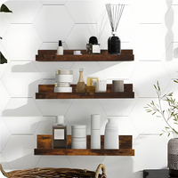 Ensemble de 3 étagères flottantes modernes robustes en bois et en fer, installation facile, montage mural, rangement pour épices de cuisine, salle de bain, chambre à coucher, salon