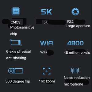 Videocámara Digital Deportiva para Exteriores con Estabilización Electrónica de Imagen HD 5K, Sensor de Imagen CCD para Grabación Portátil, Filtros ROHS - Product Image 5
