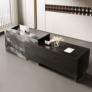 Escritorio de recepción de madera minimalista moderno personalizado 2025 para hoteles empresa recepción cajero Bar Mesa vestíbulo Bar Mesa - Product Image 3