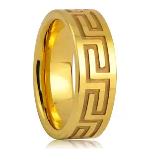 8 MILLIMETRI Greco Chiave Anello di Carburo di Tungsteno Anello di Nozze D'oro - Product Image 1