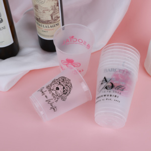 Bicchieri Personalizzati con Logo per Feste, Bicchieri in Plastica Opaca Riutilizzabili e Resistenti per Decorazioni Matrimoniali e Forniture per Feste - Product Image 3