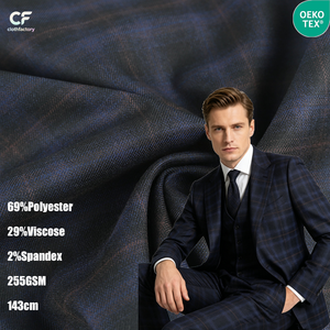 Nouvelle collection Printemps-Été : Tissu de costume TR coloré à carreaux, extensible, pour tenues décontractées et professionnelles pour hommes - Vente en gros - Product Image 1