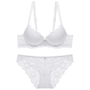 Conjunto de lencería de encaje blanco con aros y braguita de bikini, con tirantes ajustables, talla grande, copa completa, elegante conjunto de sujetador para mujer - Product Image 4