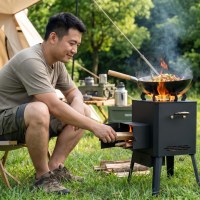 Estufa de Leña Portátil Multicombustible sin Humo para Acampar al Aire Libre, Patio Trasero, Cocina de Emergencia
