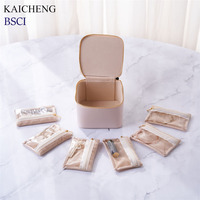Boîtes de rangement portables personnalisées avec logo, petite boîte de rangement à fermeture éclair, étui de voyage en cuir PU avec pochette en velours