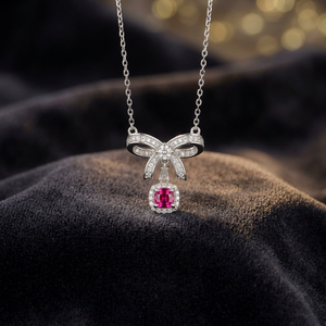 Hot Sale Wholesale S925 Sterling Silver Lab Grown <b>Ruby</b> <b>Necklace</b> Gem Pendant <b>Necklace</b> Women Fine Jewelry BulkSupply Low MOQ Q - Product Image 6
