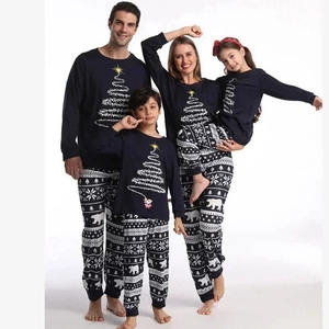 2025 Piyama Natal Hangat Motif Bunga untuk Keluarga, Bahan Rajut Polyester/Katun, Set Piyama Wanita Pria Anak, Liburan Musim Gugur - Product Image 2