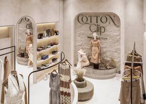 Design d'intérieur de boutique de vêtements pour femmes Wabi Sabi |   Aménagement de boutique de détail |   Accessoires vestimentaires personnalisés |   Solution d'aménagement de magasin - Product Image 2